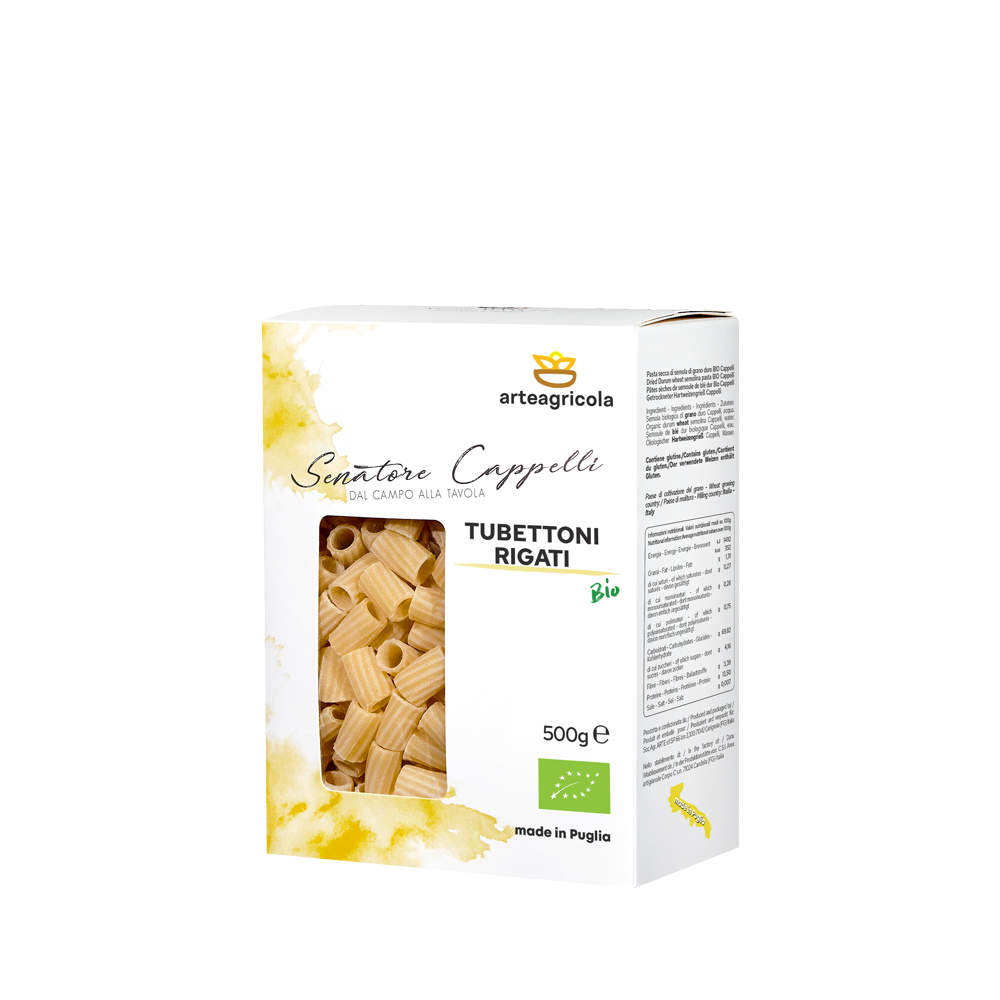 Tubettoni rigati pasta cappelli 2 Tubettoni Rigati Senatore Cappelli - Arteagricola pasta bio artigianale